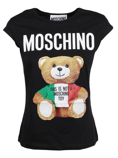 Shop Moschino Italian Teddy Bear Printed T In Black