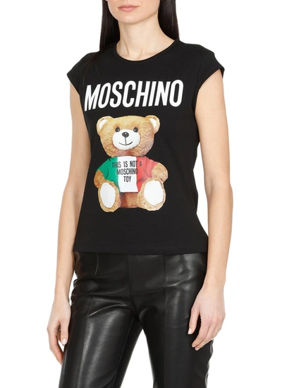 Shop Moschino Italian Teddy Bear Printed T In Black