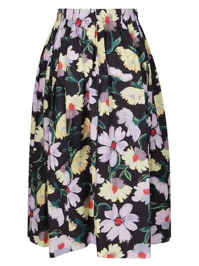 Shop Marni Floral Printed Midi Skirt In Multi