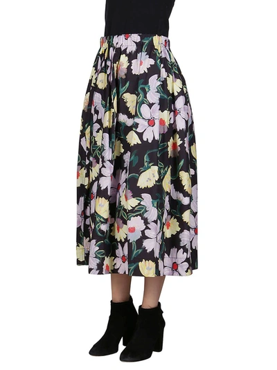 Shop Marni Floral Printed Midi Skirt In Multi