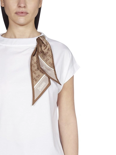 Shop Herno Silk Scarf Embellished T In White