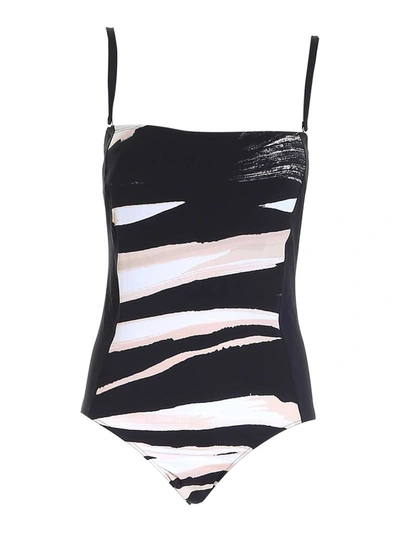 Shop Max Mara Beachwear Removable Shoulder Strap Swimsuit In Multi