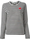 Comme Des Garçons Play Comme Des Garcons Play Black And White Striped Heart Patch T-shirt