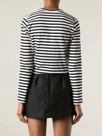 Shop Comme Des Garçons Play Embroidered Heart Striped T-shirt