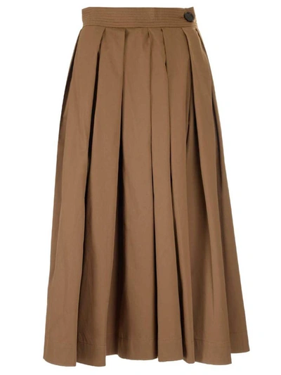 Shop Max Mara 's  Pleated Wrap Skirt In Brown