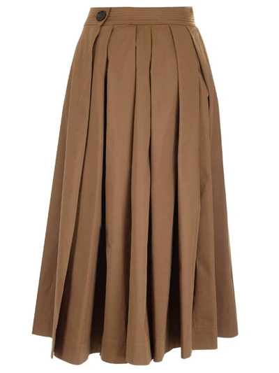 Shop Max Mara 's  Pleated Wrap Skirt In Brown