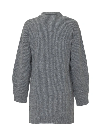 Shop Pinko Tie Waist Ribbed Midi Cardigan In Grey