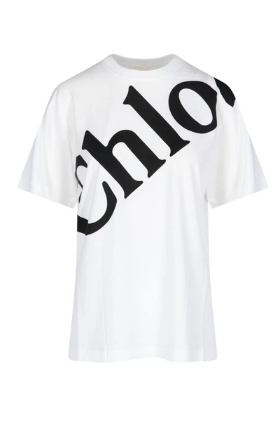 Shop Chloé Logo Print T In White