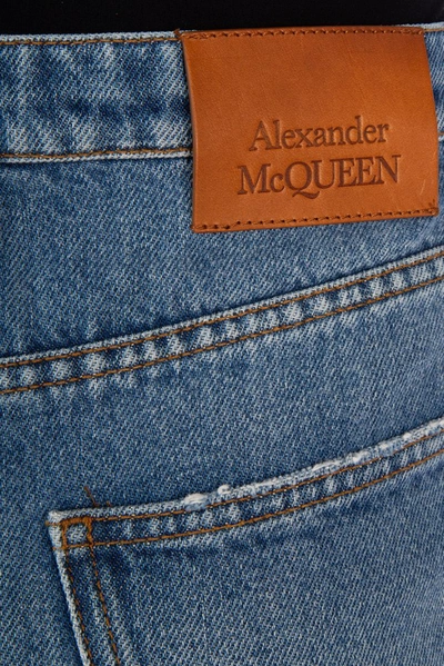 Shop Alexander Mcqueen Cropped Boyfriend Jeans In Blue
