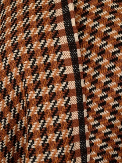 Shop Fendi Houndstooth Logo Knitted Poncho In Brown