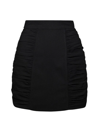 Shop Ganni Heavy Crepe Mini Skirt In Black