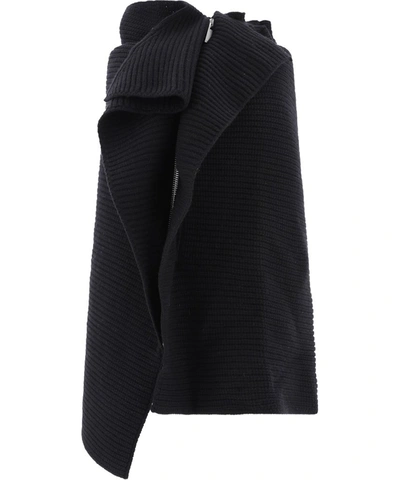 Shop Sacai Asymmetric Knitted Skirt In Black