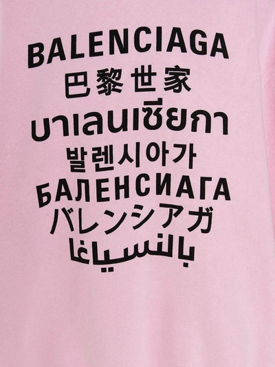 Shop Balenciaga Languages Print Hoodie In Pink