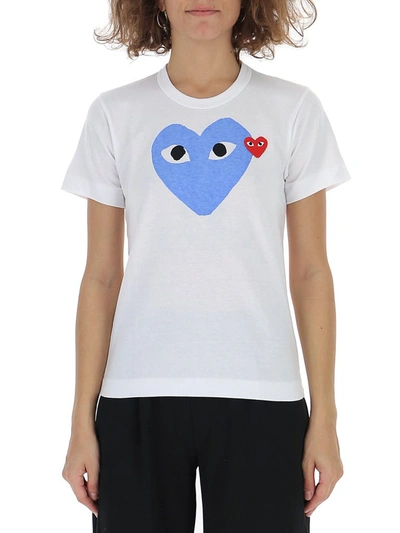 Shop Comme Des Garçons Play Heart Print Crewneck T In White