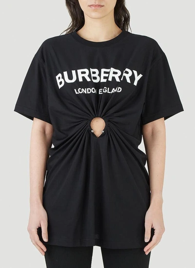 Shop Burberry Ruched Ring Detail T In Black