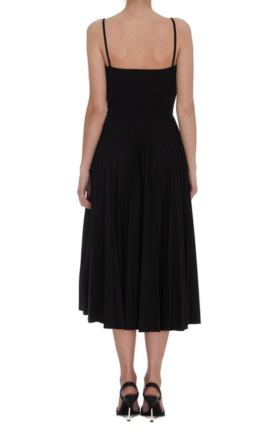 Shop Red Valentino Redvalentino Pleated Midi Dress In Black