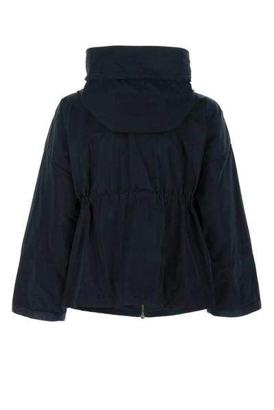 Shop Burberry Hooded Zipped Jacket In Blue