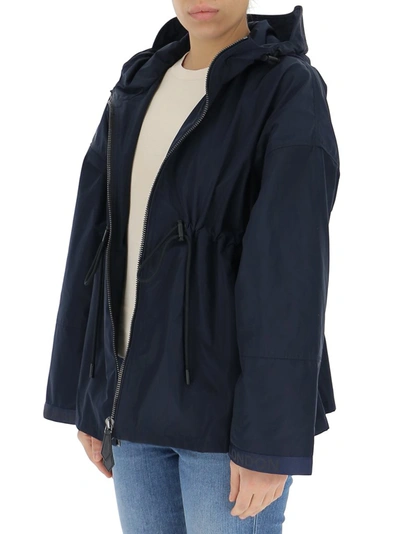 Shop Burberry Hooded Zipped Jacket In Blue