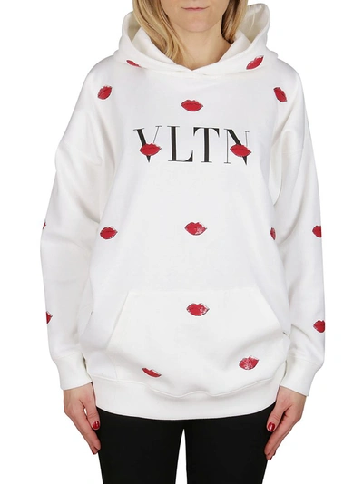 Shop Valentino Vltn Le Rouge Embroidered Hoodie In White