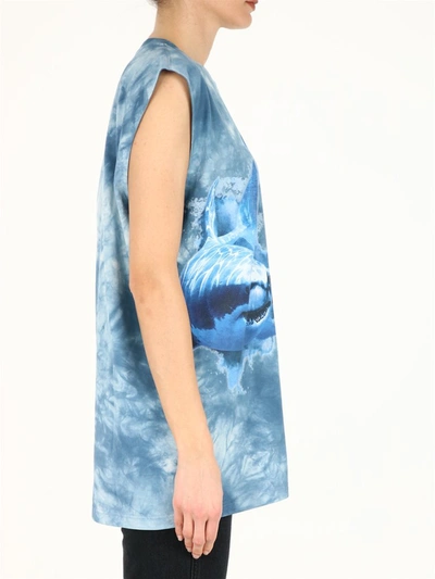 Shop Burberry Shark Print Tank Top In Blue