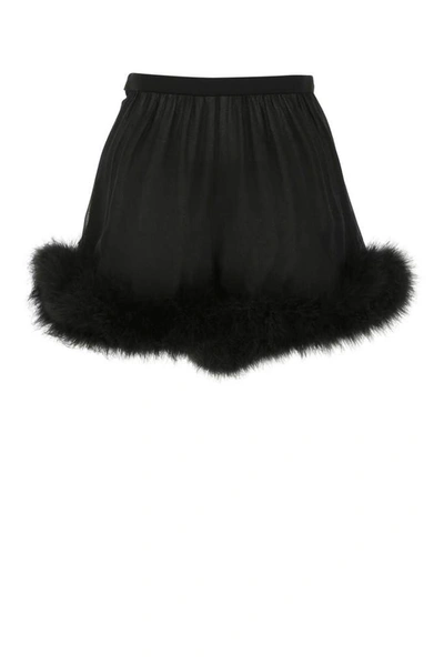 Shop Saint Laurent Fur Trim Shorts In Black
