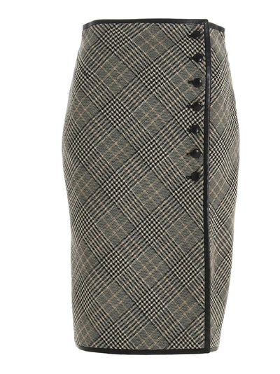 Shop Saint Laurent Houndstooth Pencil Skirt In Multi