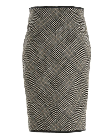 Shop Saint Laurent Houndstooth Pencil Skirt In Multi