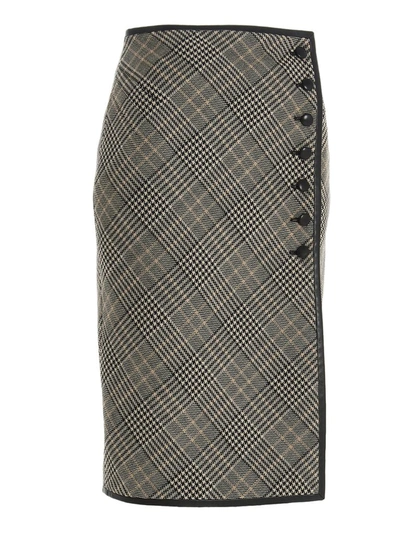 Shop Saint Laurent Houndstooth Pencil Skirt In Multi