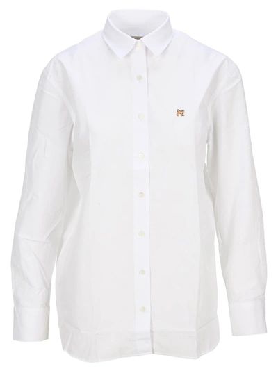 Shop Maison Kitsuné Fox Head Embroidered Shirt In White