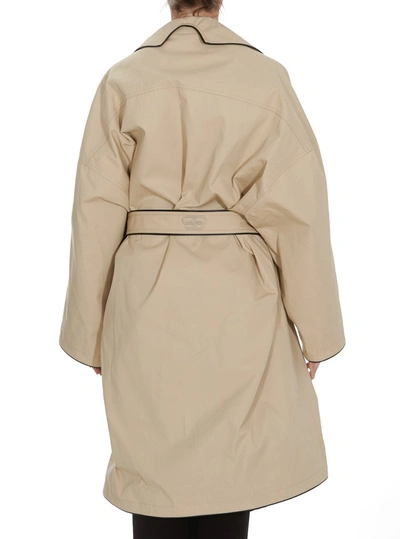 Shop Balenciaga Belted Cocoon Coat In Beige