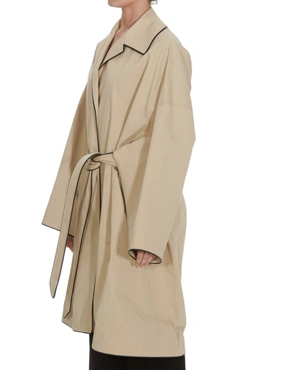 Shop Balenciaga Belted Cocoon Coat In Beige
