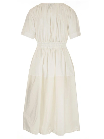 Shop Moncler Drawstring Midi Dress In White
