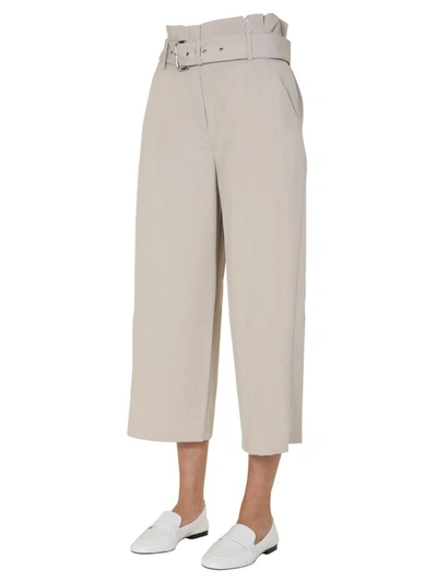 Shop Michael Michael Kors Belted Cropped Trousers In Grey