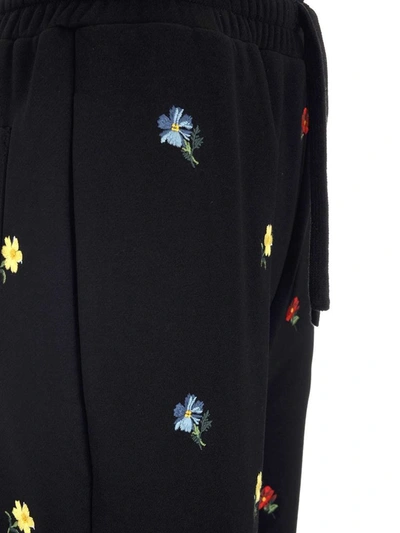 Shop Red Valentino Redvalentino Flower Embroidered Sweatpants In Black