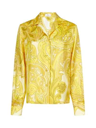 Shop Etro Paisley Jacquard Shirt In Yellow