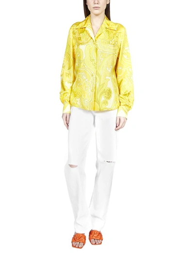 Shop Etro Paisley Jacquard Shirt In Yellow