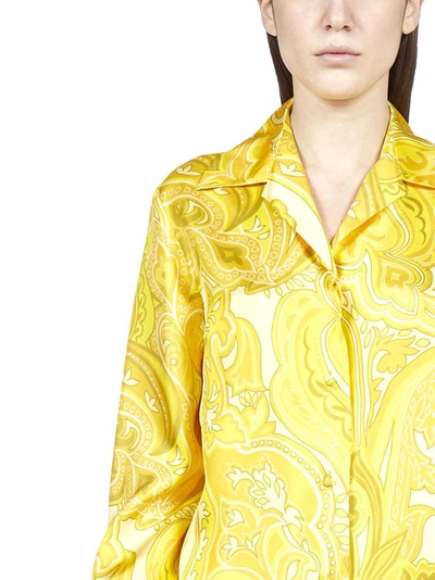 Shop Etro Paisley Jacquard Shirt In Yellow