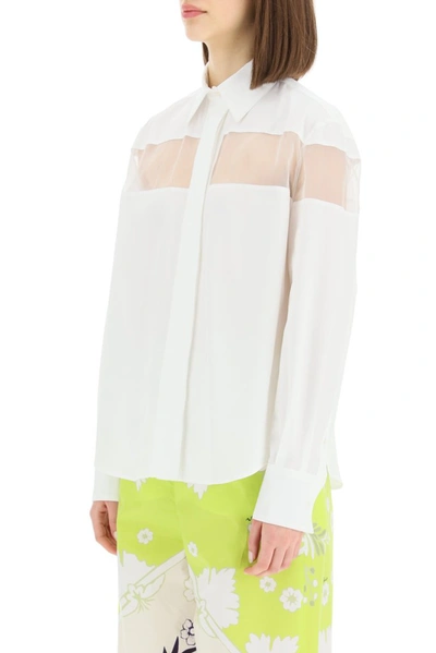 Shop Valentino Sheer Panelled Shirt In White