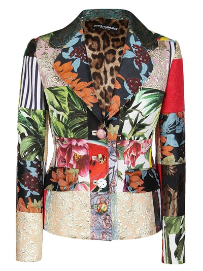 Shop Dolce & Gabbana Jacquard Patchwork Single Breasted Blazer In Multi