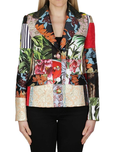 Shop Dolce & Gabbana Jacquard Patchwork Single Breasted Blazer In Multi