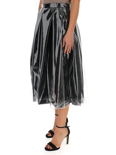Shop Comme Des Garçons Layered Midi Skirt In Black