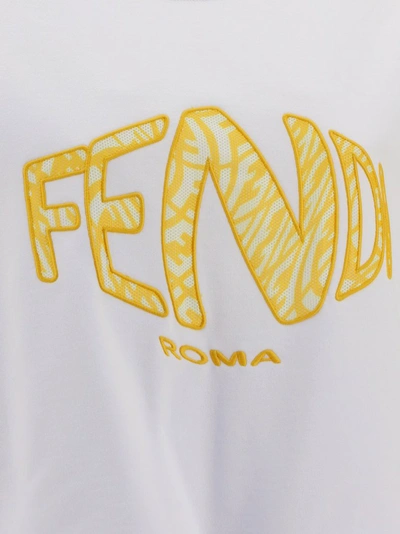 Shop Fendi Logo Embroidered Long In White