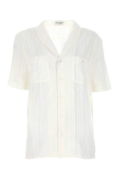 Shop Saint Laurent Pinstriped Shirt In White