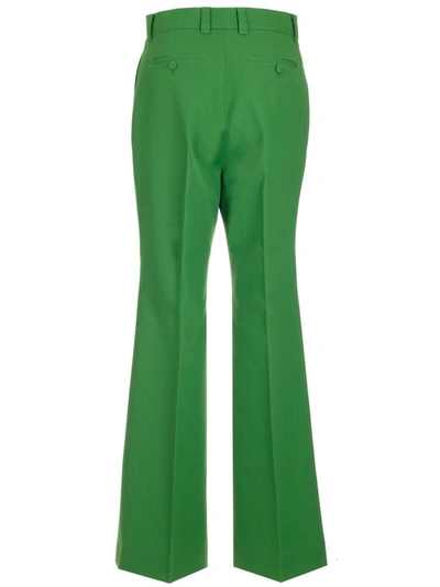 Shop Gucci Twill Flare Pants In Green