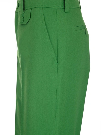 Shop Gucci Twill Flare Pants In Green