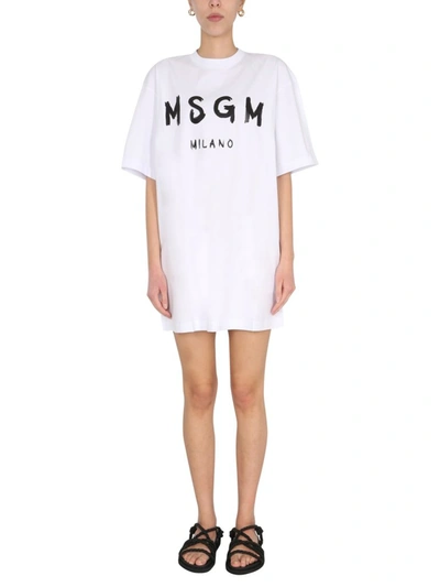 Shop Msgm Logo Print Crewneck T In White