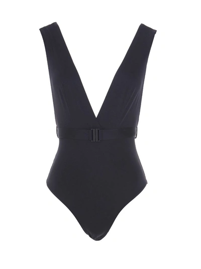 Shop Zimmermann Estelle Belted Swimsuit In Black