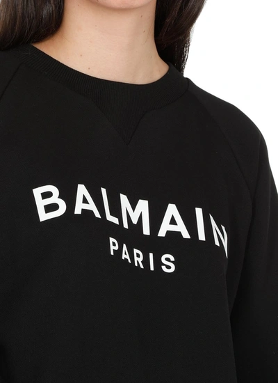 Shop Balmain Logo Printed Crewneck Sweatshirt In Black