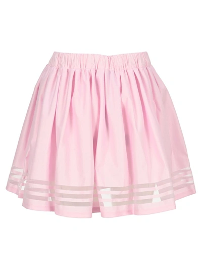 Shop Adidas Originals Sheer Stripe Detail Gathered Mini Skirt In Pink
