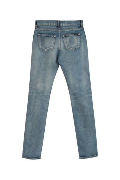 Shop Saint Laurent Low Rise Straight Leg Jeans In Blue